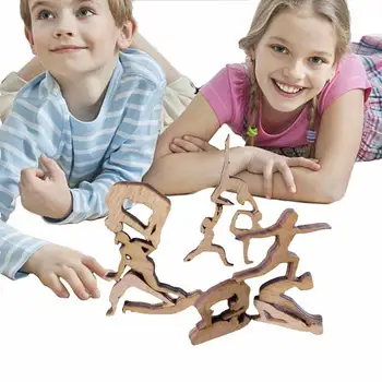 Мини Деревянные Куклы Кошки Кукла Настольная Балансировочная Игра Игрушка 12 Различных Форм Блок для взаимодействия родителей и детей