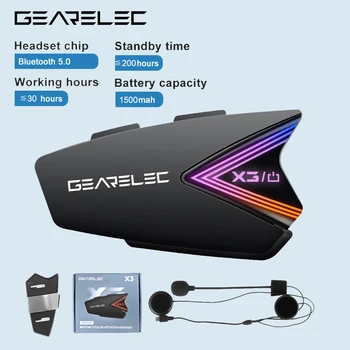 Гарнитура для мотоциклетного шлема GEARELEC X3, беспроводные наушники Bluetooth, Водонепроницаемые, с шумоподавлением IP65, поддерживает громкую связь