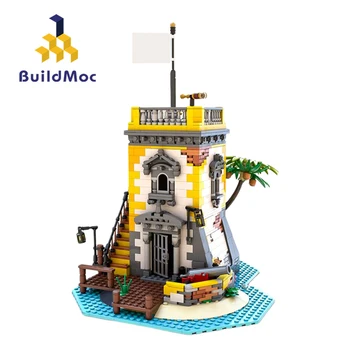 BuildMoc 1440 шт. Пиратская Тема Остров Сабля Модель Строительные Блоки Модель Кирпичи Совместимые 21322 Сборки Стволовых Игрушек для детей