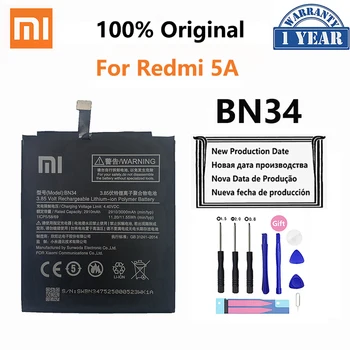 100% Оригинальный Xiao Mi Аккумулятор BN34 3000 мАч для Xiaomi Redmi 5A Redmi5A 5,0 