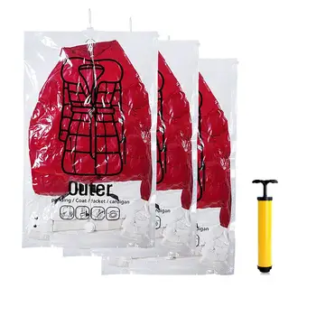 Новые 3 шт. Подвесные вакуумные сумки для хранения, ручной воздушный насос, Компактный Органайзер для одеяла, пуховика, одежды