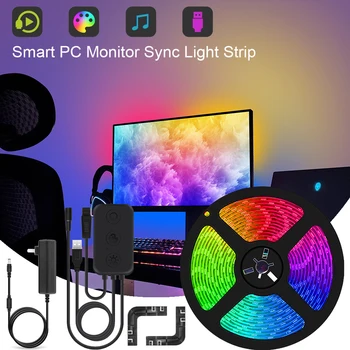 RGBIC Smart Led Strip Lights USB 5V Синхронизация экрана дисплея ПК Музыкальная Атмосфера Лампа Игровая комната ТВ Фон Украшение Стен