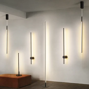 Настенный светильник в скандинавском дизайне, Ванная Комната, золотой/черный фон, Диван, длинный настенный светильник, внутреннее освещение, настенный светильник, светодиодная лента, линейный свет