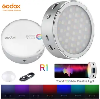 GODOX R1 RGB Mini Ring Light Светодиодная Креативная Лампа Заполняющий Свет Встроенный Пурпурный для Viedo Смартфон Фото Камера Освещение для Фотосъемки