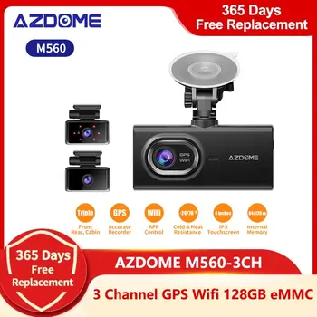 AZDOME M560 3-Канальная Автомобильная Видеокамера 4K + 1080P HD 3 Камеры Автомобильный Видеорегистратор GPS WiFi Sony Датчик Ночного Видения Регистратор Dash Cam Объектив заднего вида