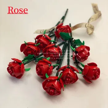Букет из роз Строительные блоки MOC 10311 Никогда не умирающее растение Бонсай Кирпичи Игрушка для взрослых в сборе подарок на День Святого Валентина для девочек