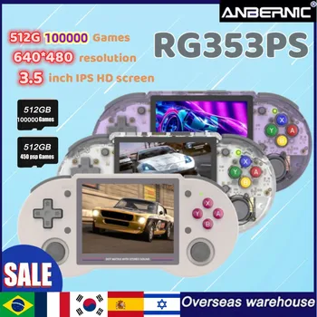 ANBERNIC RG353PS 3,5 ДЮЙМОВ IPS LINUX WIFI/Bluetooth Портативная игровая консоль RK3566 Видеоигры 5G HDMI 512G 100000 Игр PSP 450