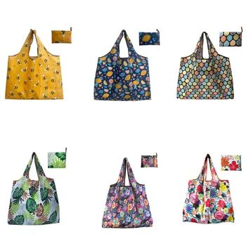 6 Упаковок Хозяйственных сумок, Многоразовые Продуктовые сумки-тоут X-Large Ripstop, Геометрические модные сумки для переработки с мешком, объемные нейлоновые сумки