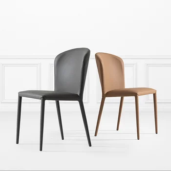 Дизайн Эргономичные обеденные стулья Для гостиной Современная опора для спины Одинарное кожаное кресло для отдыха Nordic Sillas Мебель для дома