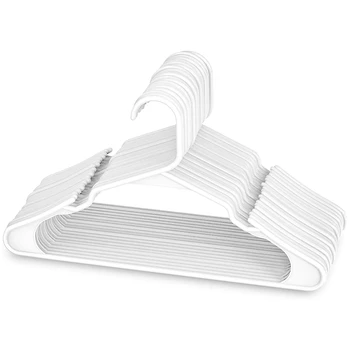 Белые Пластиковые Вешалки, Пластиковые Вешалки для одежды, идеально подходящие для повседневного стандартного использования, Вешалки для одежды (Белые, 20 упаковок)