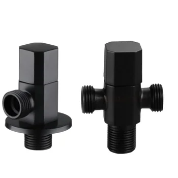 Латунный латунный черный угловой клапан для остановки холодной и горячей воды в кухне, ванной, туалете