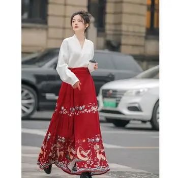 Китайский Женский Улучшенный костюм Hanfu Hanfu с Цветочным Принтом 