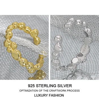 Кольца из стерлингового серебра 925 пробы, изменяемое по Размеру Корейское модное кольцо на палец для женщин, Модная Уникальная золотая помолвка, Тренд 2022, изысканные ювелирные изделия