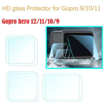 Для GoPro Hero 12/11/10/9 Защитные Пленки для экрана с Защитой от царапин Из Закаленного Стекла, Передний Экран Дисплея, Задняя Пленка для Объектива для GoPro 12 11 10 9