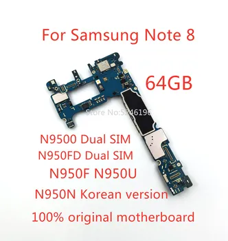 1 шт. Для Samsung Galaxy Note 8 Note8 N9500 N950FD N950F N950U N950N 64 ГБ 100% Оригинальная Разблокированная Материнская плата Замена Части