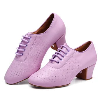 Новые женские кожаные туфли для латиноамериканских танцев на высоком каблуке 5 см, Обувь для бальных танцев, Женская современная танцевальная обувь, профессиональная танцевальная обувь