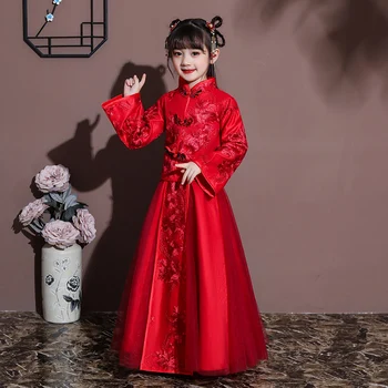 Древнее Осеннее платье Hanfu Для девочек, юбка Принцессы в китайском стиле ретро, Праздничное Представление, Новогоднее Поздравление, Vestido