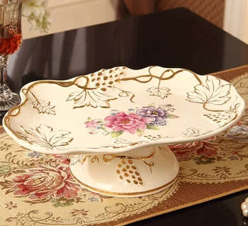 Винтажная Керамика с Рисунком цветов и листьев, Тарелка для Компота, Декоративный Фарфоровый Поднос для торта, Украшение для посуды