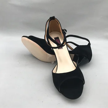Классические черные туфли для танцев фламенко, туфли для аргентинского танго, модные туфли MST6282ABLS, Кожаная твердая подошва, каблук 7,5 см, каблук 9 см в наличии
