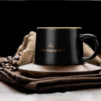Керамическая кружка мужская позолоченная черная бытовая чашка изысканная легкая роскошная кофейная чашка Китайский подарок на День Святого Валентина
