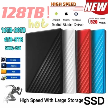 Портативный 100% Оригинальный SSD 64 ТБ Жесткий диск 1 ТБ/2 ТБ/4 ТБ/16 ТБ Внешний SSD Жесткий диск Типа C USB3.1 Жесткий диск USB Флэш-накопитель
