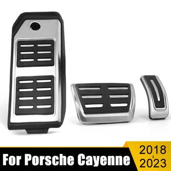 Автомобильные Аксессуары Для Porsche Cayenne 2018 2019 2020 2021 2022 2023 Нержавеющая Крышка Педалей Акселератора и Тормоза Подставка Для Ног Педальная Накладка