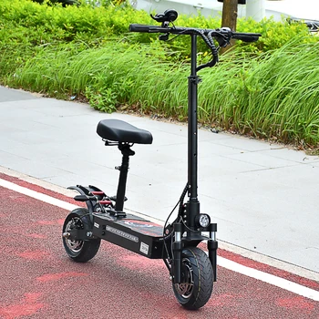 Электрический скутер для взрослых с сиденьем 3200 Вт, складной E Scooter 52 В, двухмоторный, для бездорожья, скорость 70 км/ч, 10-дюймовые шины