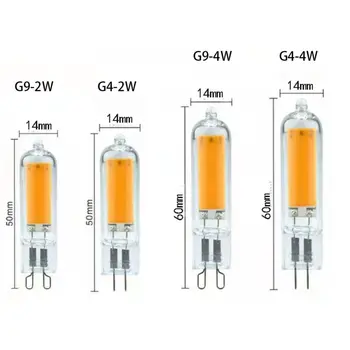 G9 G4 LED COB Стеклянная Лампа Мини 2 Вт/4 Вт Без Мерцания Супер Яркий 220 В Прожектор Освещает Домашнюю люстру Заменой 20 Вт/40 Вт Галогенной лампы