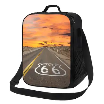 Route 66 Изолированные сумки для ланча для школы, офиса, автомобильных дорог США, Сменный кулер, Термальный Ланч-бокс для женщин и детей