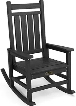 Стул, Уличное кресло-качалка для взрослых, Всепогодное кресло-качалка на крыльце для сада с газоном, черный