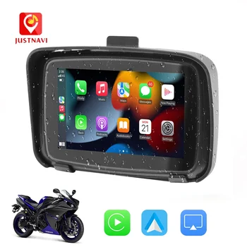 JUSTNAVI 5-дюймовый портативный GPS навигатор для мотоцикла Водонепроницаемый дисплей Moto Беспроводной Apple Carplay Android Auto IPS экран IPX7