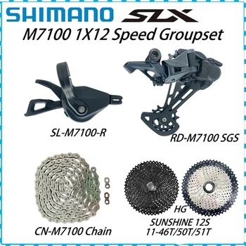 Shimano Deore SLX M7100 1X12S Groupset 12V Рычаг Переключения Передач Задний Переключатель для MTB CN-M7100 Цепь SUNSHINE Маховик 11-46 T/50 T/52 T