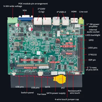 Маломощный Высокоскоростной четырехъядерный процессор Celeron12th j6412 с четырехъядерным процессором Celeron12th j6412, встроенная материнская плата, интегрированный промышленный