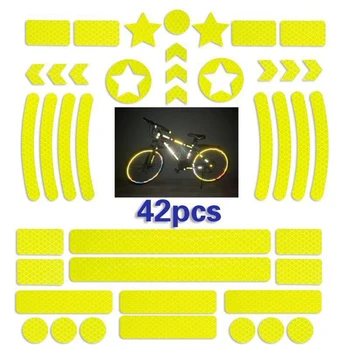 42 шт., Светоотражающая наклейка на корпус Велосипеда, логотип ночной безопасности, полоса сетки, Предупреждающая полоса, шлем для MTB скутера, Светоотражающая наклейка на корпус