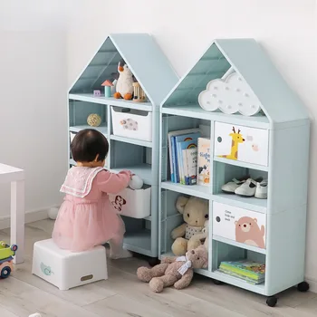 Система хранения, многофункциональный стеллаж для хранения игрушек, домашняя книжная полка для детей, шкаф для хранения разных вещей, Мультяшный милый ребенок