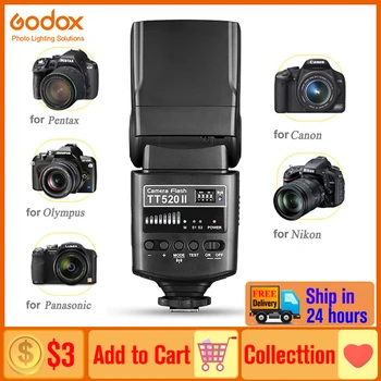 Вспышка для камеры Godox TT520II TT520 II со встроенным беспроводным сигналом 433 МГц для Цифровых зеркальных камер Canon Nikon Pentax Olympus Panasonic