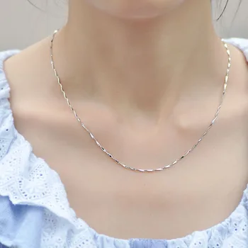 Новое Ожерелье-цепочка из стерлингового серебра S925 Пробы 1 мм 18 дюймов с Дыней Для женщин, Модный Шарм, Свадебный подарок, ювелирные изделия оптом