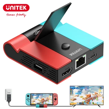 Игровая док-станция Unitek для Nintendo Switch OLED с 45 Вт PD зарядкой LAN Gigabit Ethernet 4K HDMI Hub Игровая док-станция для телевизора