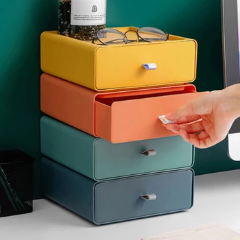 Настольный пластиковый ящик-органайзер Коробка для хранения Контейнер Офисный стол Стеллаж для хранения Косметики Коробка для макияжа Органайзер