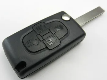 Складной Флип-Корпус дистанционного ключа с 4 Кнопками Для Peugeot HU83 Лезвие С Пазом С Держателем Батареи