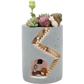 Ежик Кролик, креативный мультяшный горшок для сочных цветов, красивый декоративный маленький горшок, подарок для детского сада с милыми животными