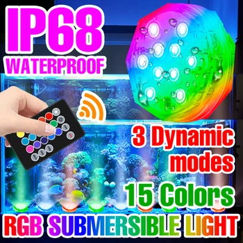 RGB Погружной Светильник Светодиодный Ночник IP68 Водонепроницаемые Светильники для бассейна Подводные Уличные Вечерние Романтические декоративные лампы