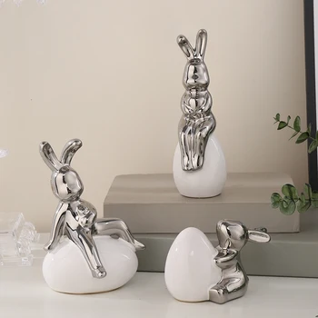 Керамический милый кролик семья из трех украшений для винного шкафа настольные аксессуары для дома перегородка для гостиной мебель для шкафа