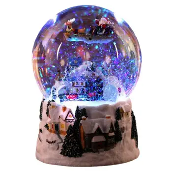 Хрустальный шар из смолы, Музыкальная Шкатулка, Вращающийся световой Снежный шар, Стеклянные фонари, Рождественский подарок с музыкой, поделки Санта-Клауса, Декор рабочего стола