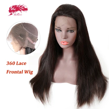 360 Кружевной фронтальный парик Ali Queen, Прямые парики из человеческих волос для женщин, Объемная волна, Кружевные фронтальные парики из человеческих волос, предварительно выщипанная линия роста волос