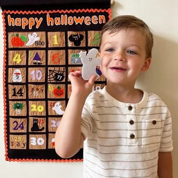 Календарь обратного отсчета сезона Хэллоуина, Украшение для детей и семьи, Настенный тканевый декор со съемным креплением