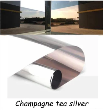 Чайно-серебряная 40/50 см x 6 м Односторонняя солнцезащитная пленка для окон балкона, самоклеящаяся пленка для окон, стеклянная пленка