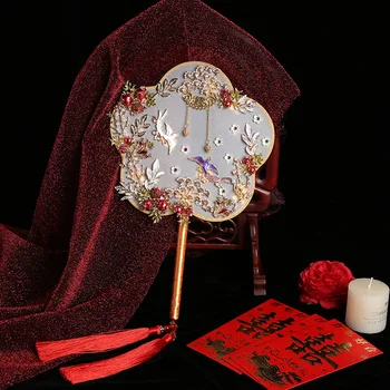 Веер для группы невесты, китайский свадебный веер, ручной букет, реквизит для фотосъемки, посылка материалов 