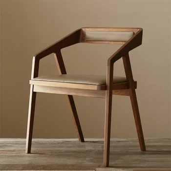 Обеденные стулья из массива дерева, кофейни, стулья для одного человека, бытовые стулья с мягкой спинкой