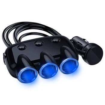 3 USB-порта 3 Way 3.1A Синий светодиодный Автомобильный Прикуриватель Разветвитель Концентратор Адаптер питания 12V-24V Для iPad Смартфон DVR GPS
